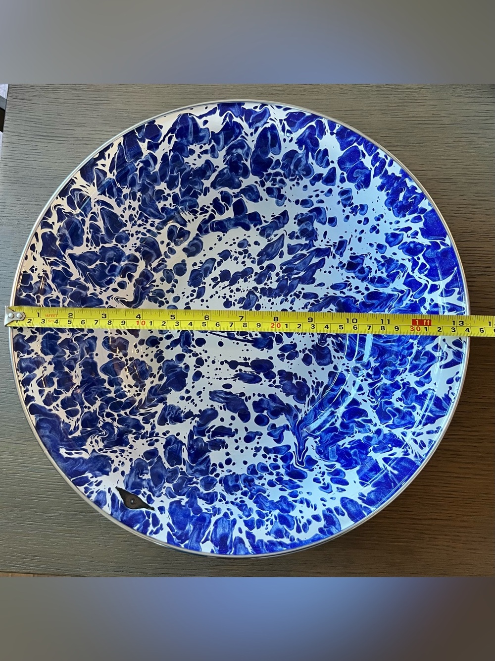 Golden Rabbit Blue Splatter Enamelware Bowl - Picture 6 of 6